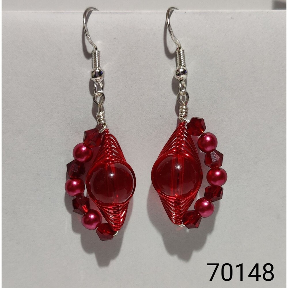 Amazing Red Pearl & Jewel Earrings